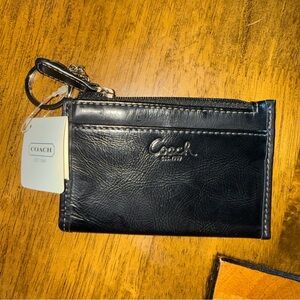 Coach Black Leather Zip Card Case | New With Tags